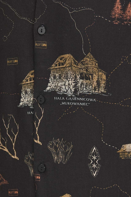 Koszula z domieszką lnu męska z kolekcji Tatrzański Park Narodowy x Medicine kolor czarny RS24.KKMA20