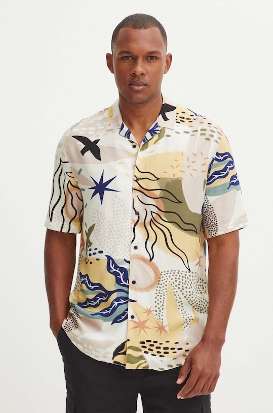 Koszula męska z kołnierzykiem typu resort wzorzysta kolor multicolor casual multicolor RS24.KKMC13