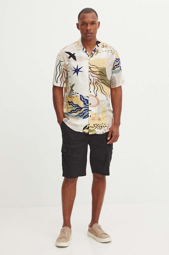 Odzież Koszula męska z kołnierzykiem typu resort wzorzysta kolor multicolor RS24.KKMC13 multicolor