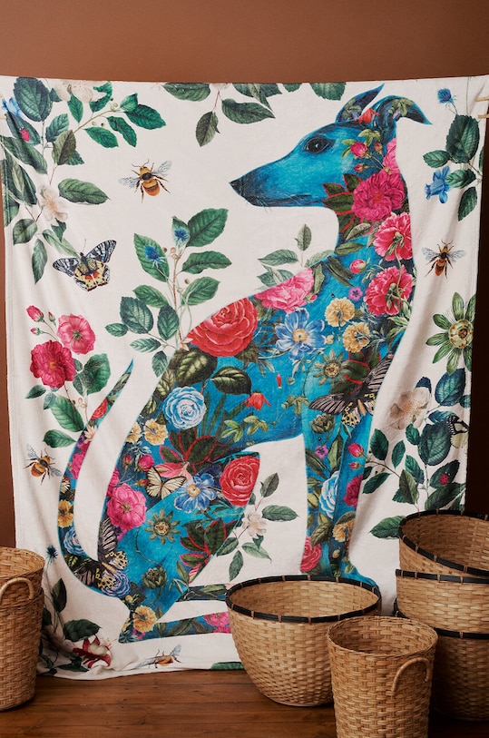 Koc z motywem roślinnym i zwierzęcym 160 x 220 cm kolor multicolor multicolor RS24.KOU503