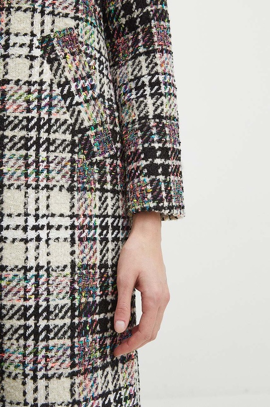 Płaszcz z domieszką wełny damski wzorzysty kolor multicolor RS24.KPD101