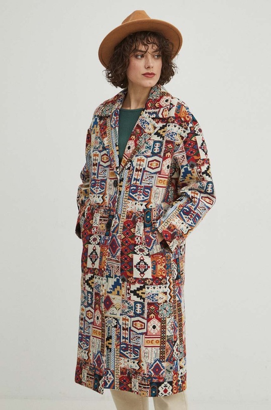 Płaszcz damski wzorzysty kolor multicolor RS24.KPD403 multicolor RS24