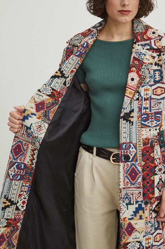 Płaszcz damski wzorzysty kolor multicolor RS24.KPD403