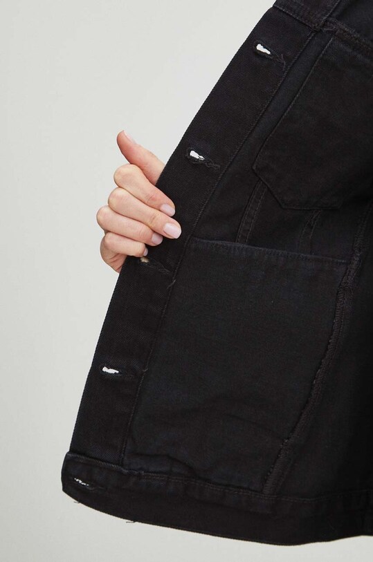 Kurtka jeansowa damska z kolekcji Eviva L'arte kolor czarny RS24.KUD252