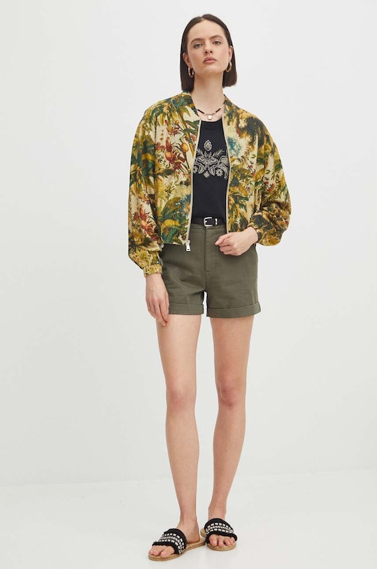 Ľanová bomber bunda béžová farba RS24.KUD700 béžová RS24