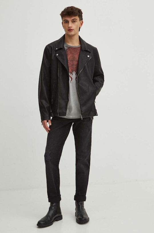 Kurtka męska ze skóry ekologicznej kolor czarny RS24.KUM412 czarny RS24