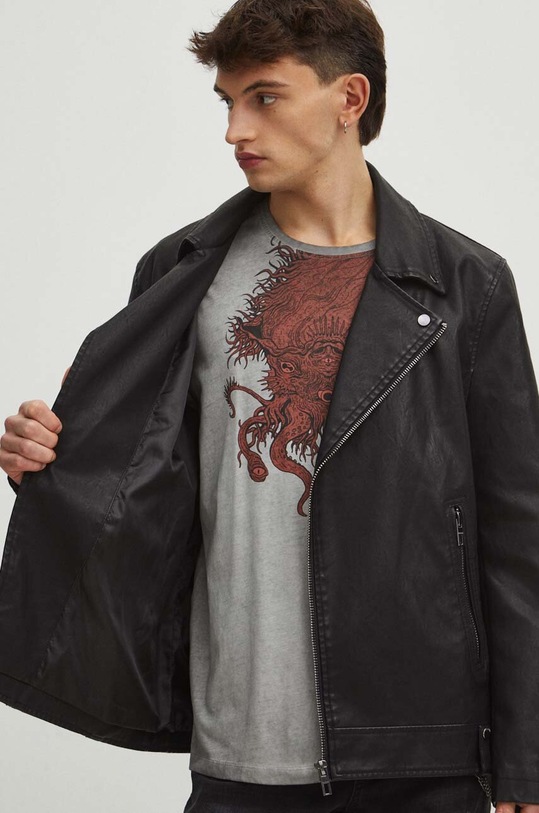 Kurtka męska ze skóry ekologicznej kolor czarny RS24.KUM412