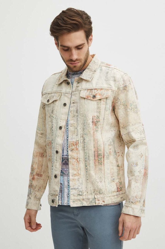 Kurtka jeansowa męska wzorzysta kolor multicolor multicolor RS24.KUM503