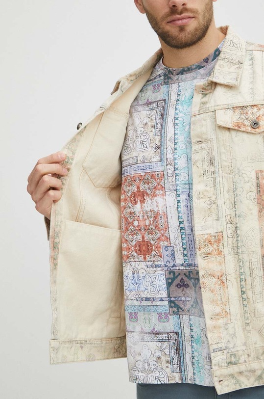 Kurtka jeansowa męska wzorzysta kolor multicolor RS24.KUM503