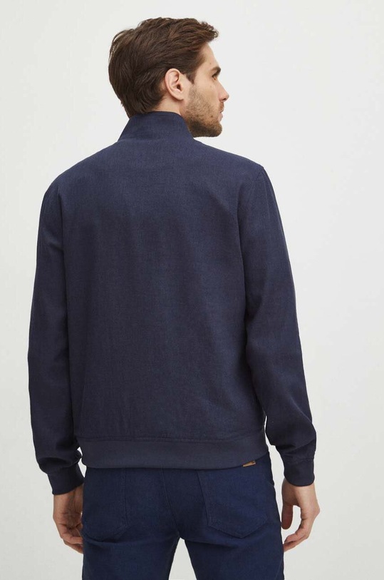 Oblečení Bunda pánská typ harrington s příměsí lnu tmavomodrá barva RS24.KUM614 námořnická modř