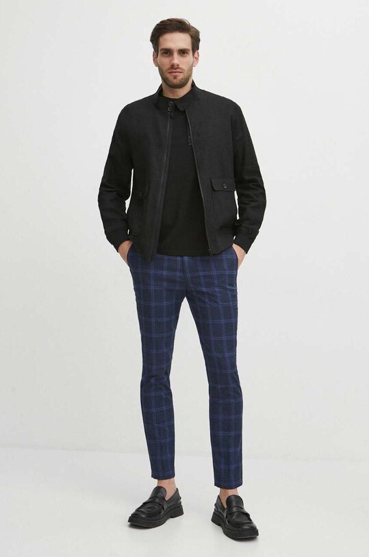 Kurtka męska typu harrington z domieszką lnu kolor czarny RS24.KUM614 czarny RS24