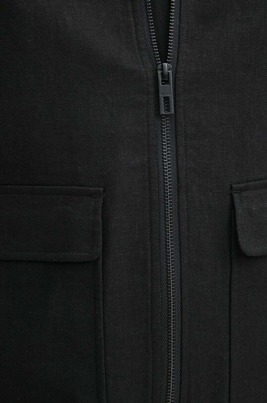 Kurtka męska typu harrington z domieszką lnu kolor czarny RS24.KUM614 czarny