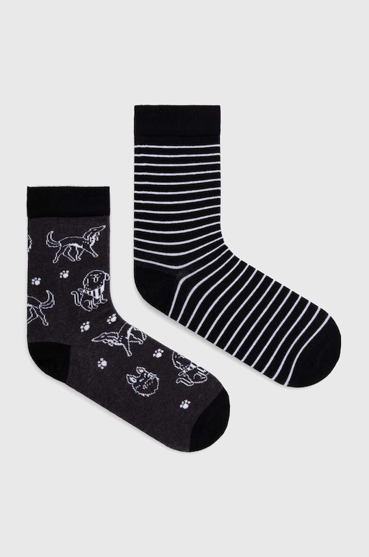 Skarpetki bawełniane damskie w pieski (2-pack) kolor multicolor skarpetki długie multicolor RS24.LGD101