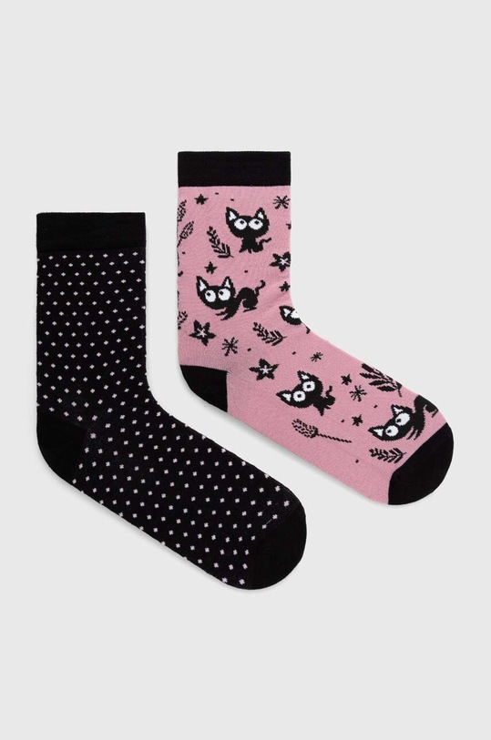 Bavlnené ponožky dámske z kolekcie Deň mačiek (2-pack) viac farieb dlhé ponožky viacfarebná RS24.LGD103