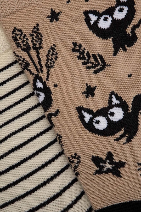 Skarpetki bawełniane damskie z kolekcji Dzień Kota (2-pack) kolor multicolor RS24.LGD107 multicolor RS24