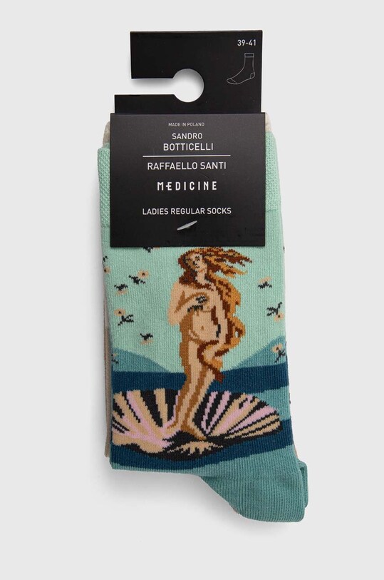 Odzież Skarpetki bawełniane damskie z kolekcji Eviva L'arte (2-pack) kolor multicolor RS24.LGD251 multicolor