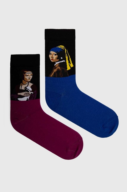 Skarpetki bawełniane damskie z kolekcji Eviva L'arte (2-pack) kolor multicolor skarpetki długie multicolor RS24.LGD252