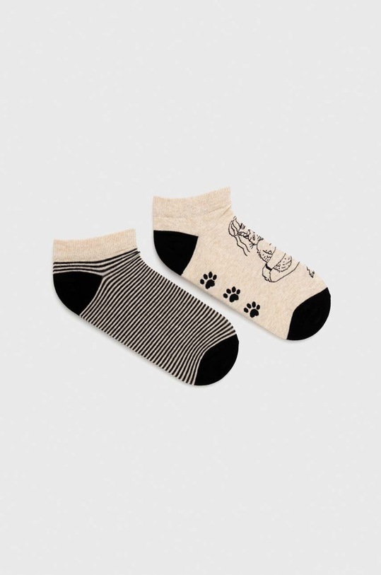 Skarpetki bawełniane damskie z kolekcji Dzień Kota (2-pack) kolor multicolor RS24.LGD351 multicolor RS24