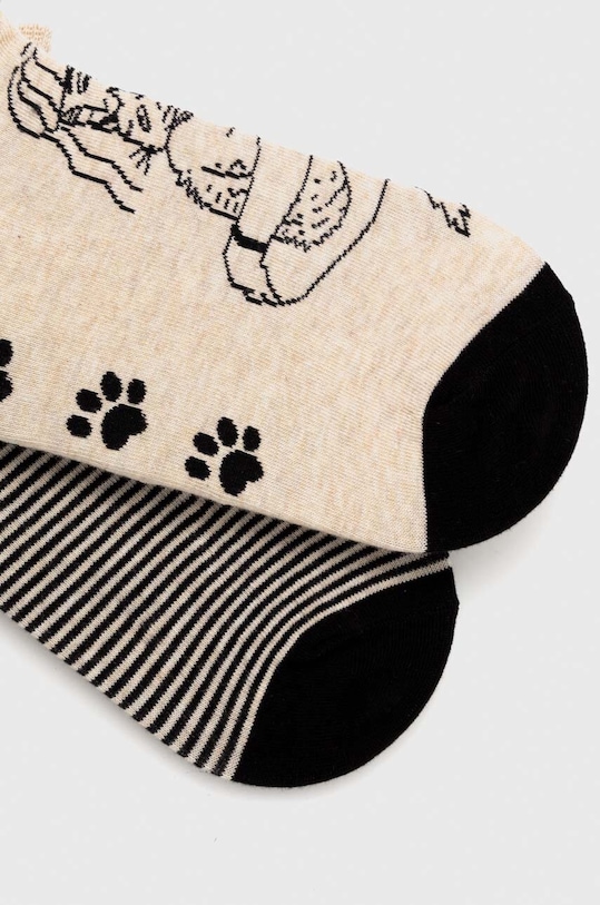 Odzież Skarpetki bawełniane damskie z kolekcji Dzień Kota (2-pack) kolor multicolor RS24.LGD351 multicolor