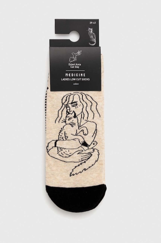Skarpetki bawełniane damskie z kolekcji Dzień Kota (2-pack) kolor multicolor skarpetki krótkie multicolor RS24.LGD351