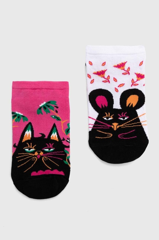 Bavlněné ponožky dámské z kolekce Den koček (2-pack) více barev krátké ponožky vícebarevná RS24.LGD450