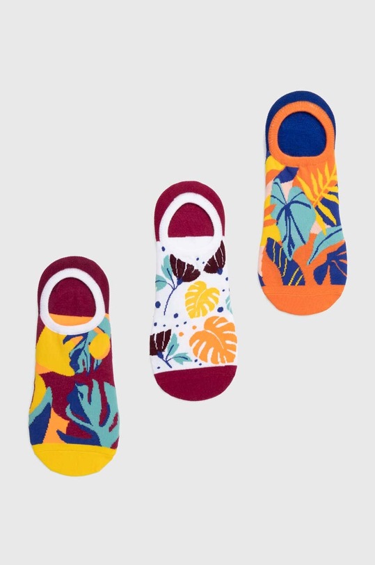 Skarpetki bawełniane damskie z motywem roślinnym (3-pack) kolor multicolor skarpetki krótkie multicolor RS24.LGD701