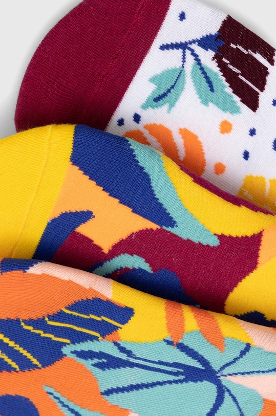 Skarpetki bawełniane damskie z motywem roślinnym (3-pack) kolor multicolor RS24.LGD701 multicolor RS24