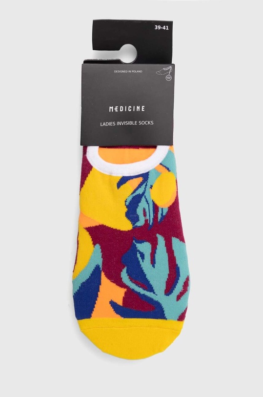 Odzież Skarpetki bawełniane damskie z motywem roślinnym (3-pack) kolor multicolor RS24.LGD701 multicolor