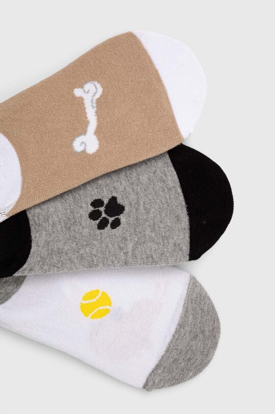 Odzież Skarpetki bawełniane damskie w mopsy (3-pack) kolor multicolor RS24.LGD816 multicolor