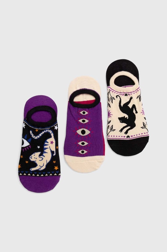 Skarpetki bawełniane damskie wzorzyste (3-pack) kolor multicolor skarpetki krótkie multicolor RS24.LGDA00