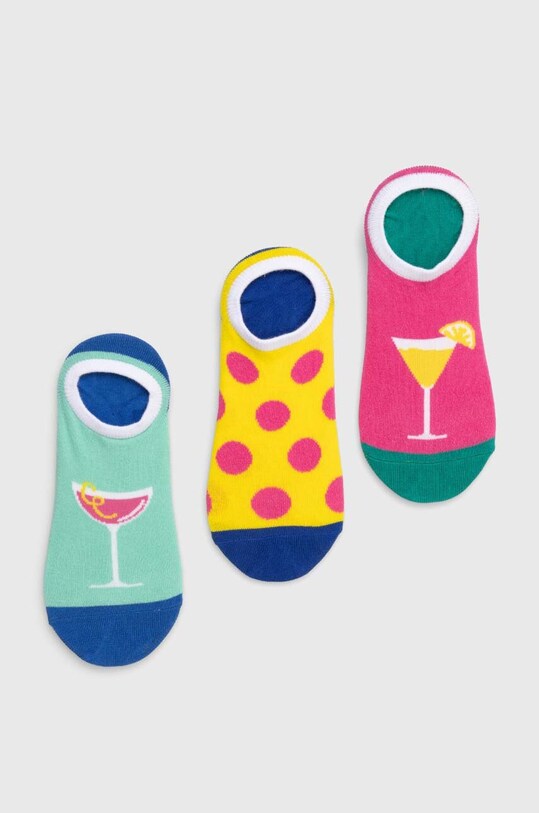 Skarpetki bawełniane damskie wzorzyste (3-pack) kolor multicolor skarpetki krótkie multicolor RS24.LGDB01