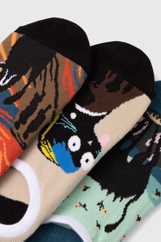 Skarpetki bawełniane damskie w koty (3-pack) kolor multicolor RS24.LGDB04 multicolor RS24