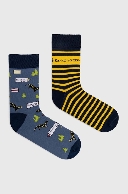 Skarpetki bawełniane męskie z motywem Karkonoszy (2-pack) kolor multicolor skarpetki długie multicolor RS24.LGM106