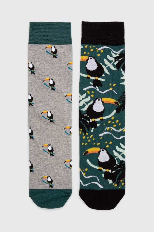 Skarpetki bawełniane męskie w tukany (2-pack) kolor multicolor skarpetki długie multicolor RS24.LGM303