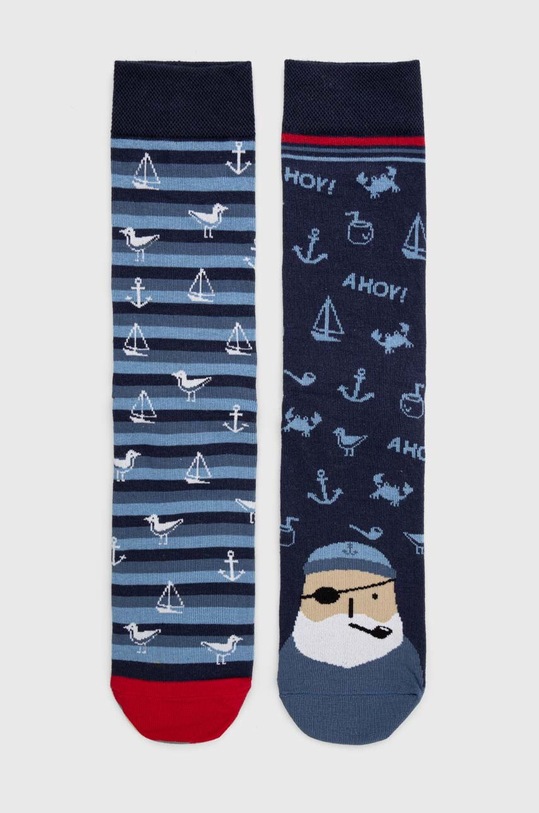 Skarpetki bawełniane męskie z motywem morskim (2-pack) kolor multicolor skarpetki długie multicolor RS24.LGM309