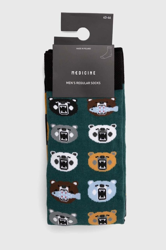 Odzież Skarpetki bawełniane męskie w niedźwiedzie (2-pack) kolor multicolor RS24.LGM404 multicolor
