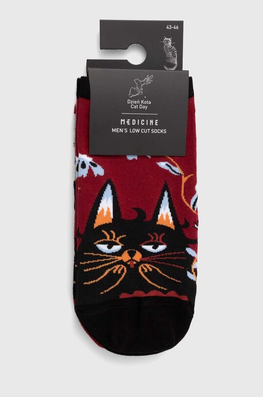 Odzież Skarpetki bawełniane męskie z kolekcji Dzień Kota (2-pack) kolor multicolor RS24.LGM450 multicolor