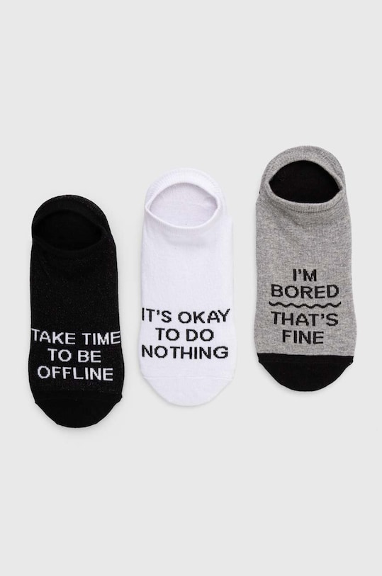 Bavlněné ponožky pánské s nápisem (3-pack) více barev krátké ponožky vícebarevná RS24.LGM503