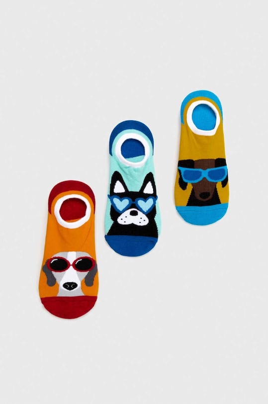Skarpetki bawełniane męskie w psy (3-pack) kolor multicolor skarpetki krótkie multicolor RS24.LGM605