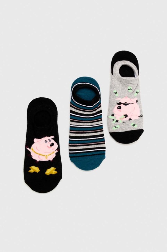 Skarpetki bawełniane męskie z świnką (3-pack) kolor multicolor skarpetki krótkie multicolor RS24.LGM609