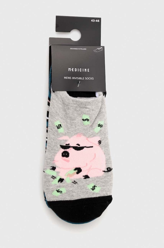 Odzież Skarpetki bawełniane męskie z świnką (3-pack) kolor multicolor RS24.LGM609 multicolor