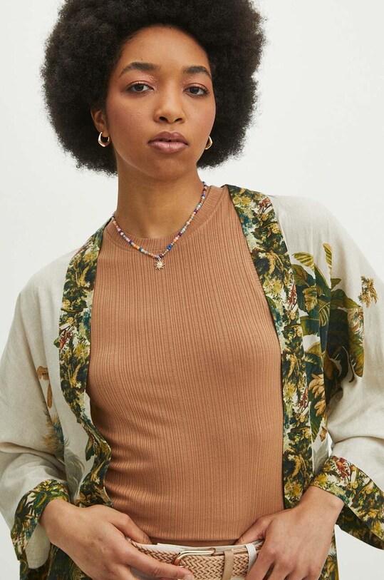 Kimono damskie lniane wzorzyste kolor multicolor multicolor RS24.NDD700