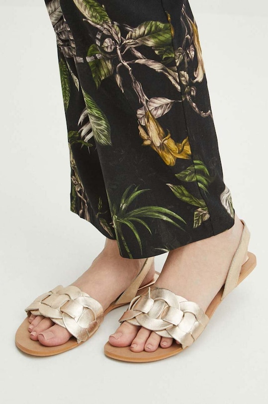 Sandały skórzane damskie gładkie kolor złoty pozostałe złoty RS24.OBD708