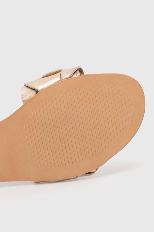 Sandały skórzane damskie gładkie kolor złoty RS24.OBD708