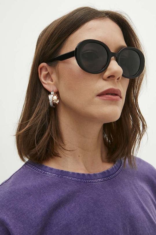 Okulary przeciwsłoneczne damskie z acetatu z polaryzacją kolor czarny okrągłe czarny RS24.OKD807