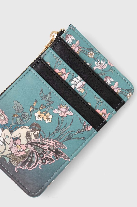 Akcesoria Portfel damski ze skóry ekologicznej w kwiaty kolor multicolor RS24.PFD301 multicolor