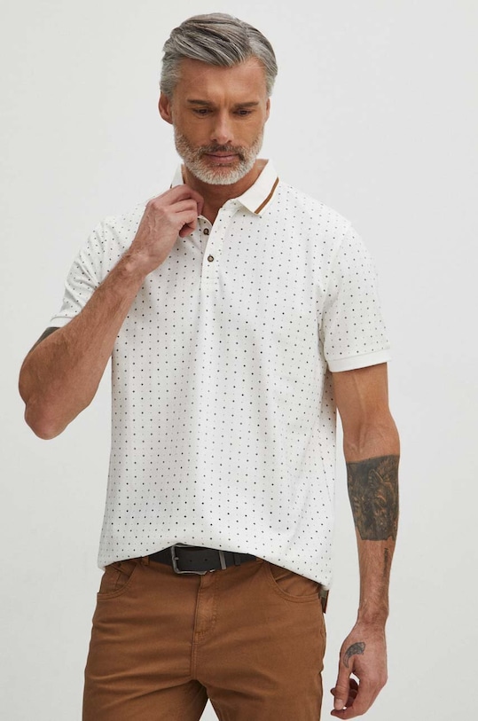 Bavlněné polo tričko Medicine jemný vzor béžová RS24.POM051