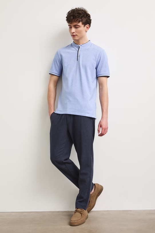 Polo bawełniane męskie z elastanem kolor niebieski RS24-POM301 niebieski RS24