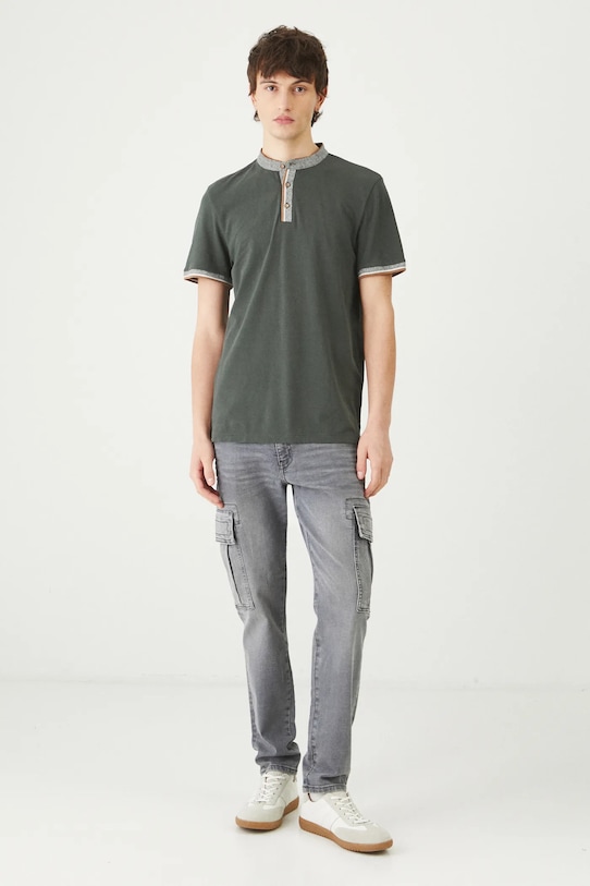 Polo bawełniane męskie z elastanem gładkie kolor zielony RS24.POM301 zielony RS24