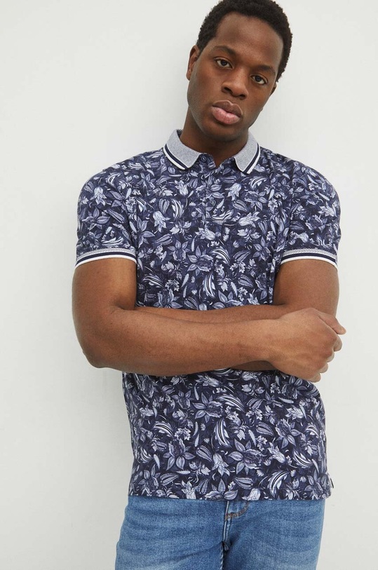 Medicine polo bawełniane wzorzyste granatowy RS24.POM304